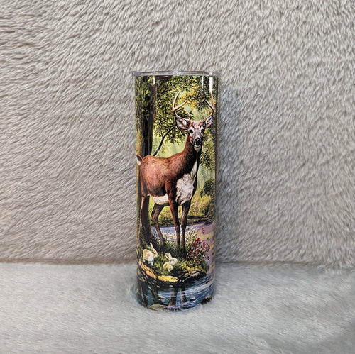 Beautiful Deer Tumbler With A Family Of Deer Out In The Wild, Deer Tumbler Gift, Deer Family Cup, Hot and Cold Drinkware