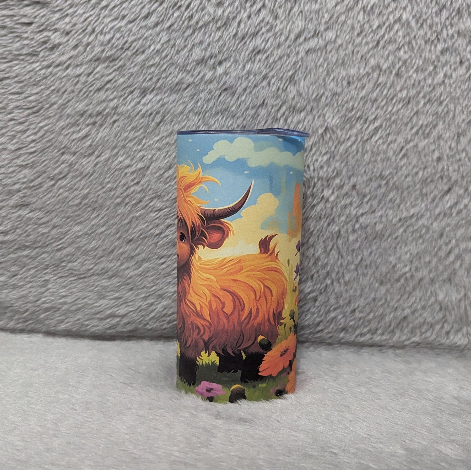Kids Cow Tumbler With A Cute Highland Cow, Highland Cow Cup With Name, Personalized Tumbler For Kids At Home Or On The Go, Includes Straw
