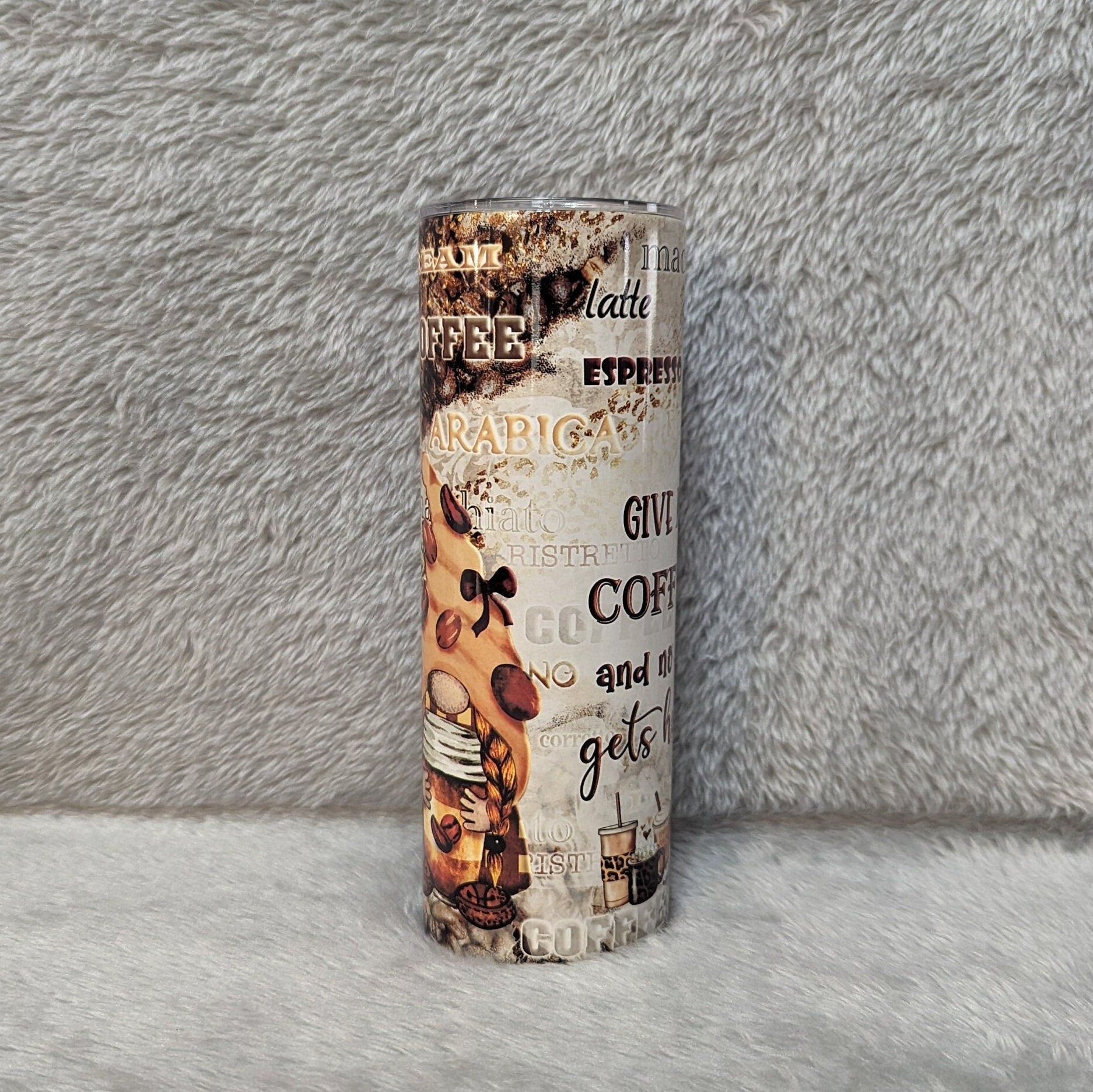 Coffee Gnome Tumbler - Give Me Coffee and No One Gets Hurt - 20oz With Reusable Straw