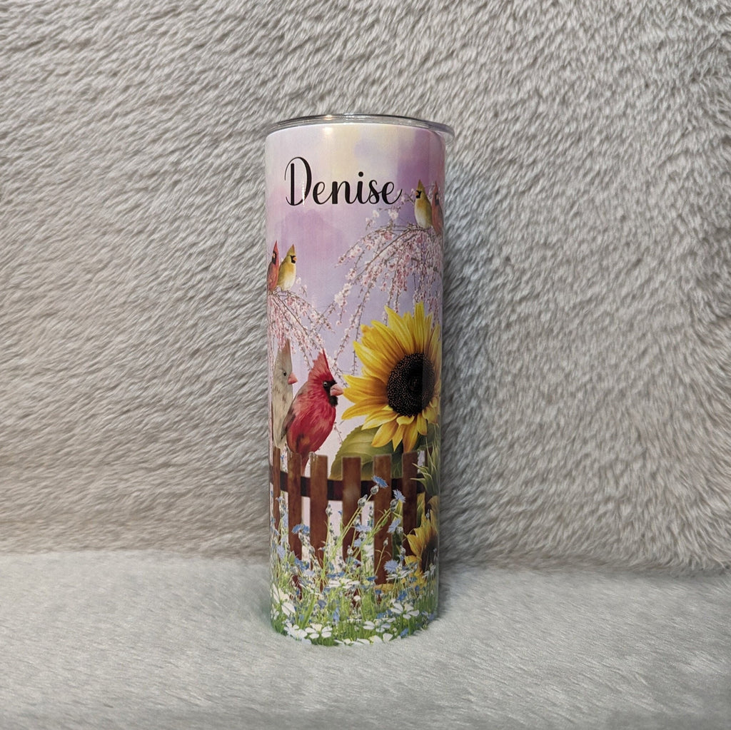 Cardinal Tumbler, Bird Tumbler, Sunflower Tumbler, Personalized Tumbler, Personalized Gift, Bird Lovers Gift, Bird Lovers Cup, Bird Cup