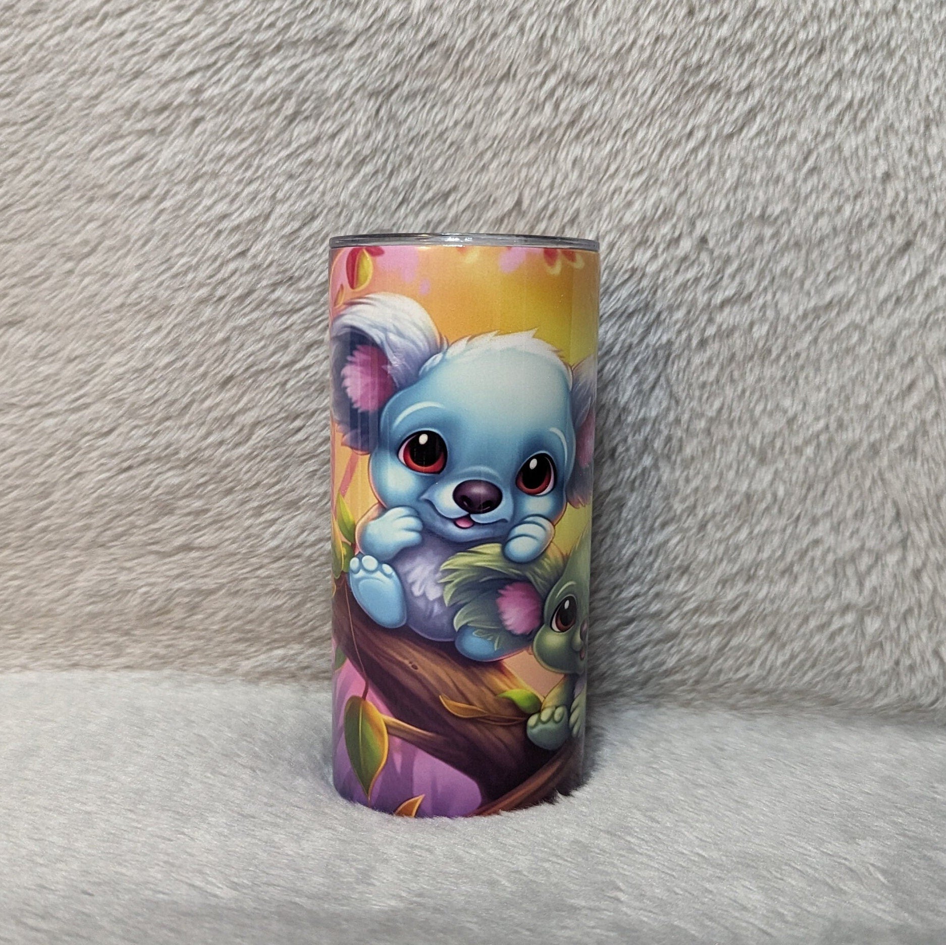 Fun and Quirky Kids Koala Bear Tumbler 15oz With Reusable Straw, Can Be Personalized