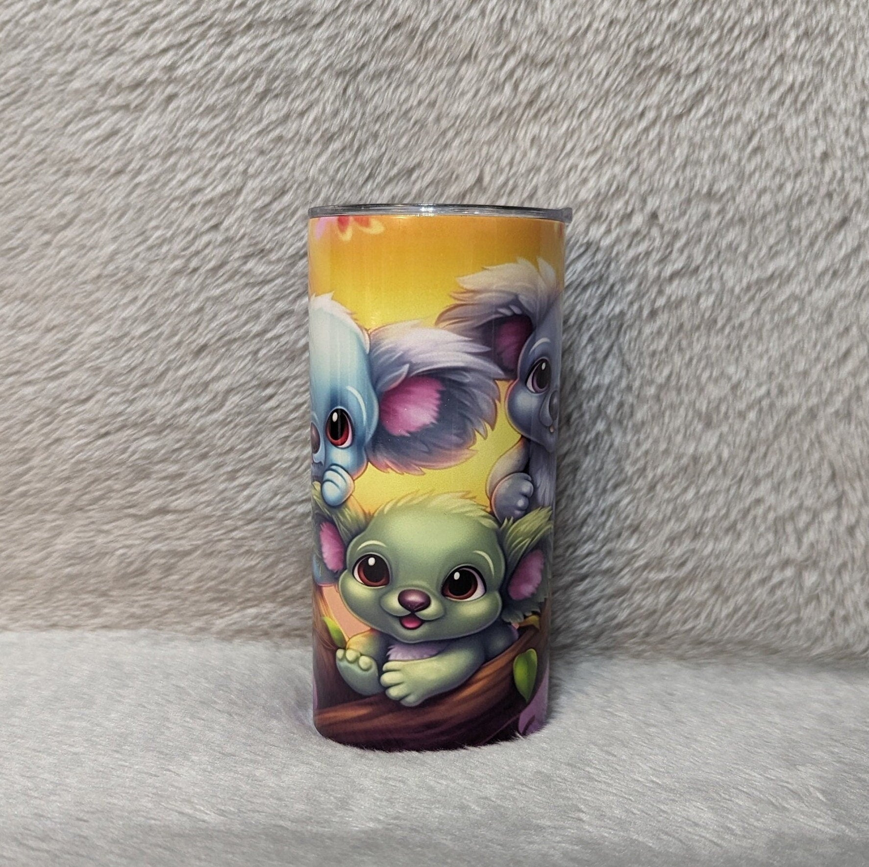 Fun and Quirky Kids Koala Bear Tumbler 15oz With Reusable Straw, Can Be Personalized