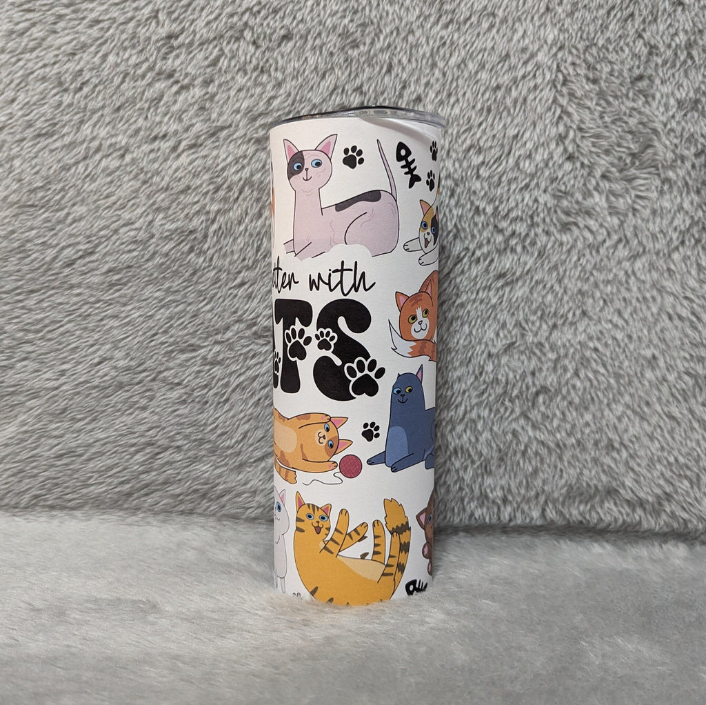 Cat Tumbler - Life is Better with Cats 20oz With Reusable Straw
