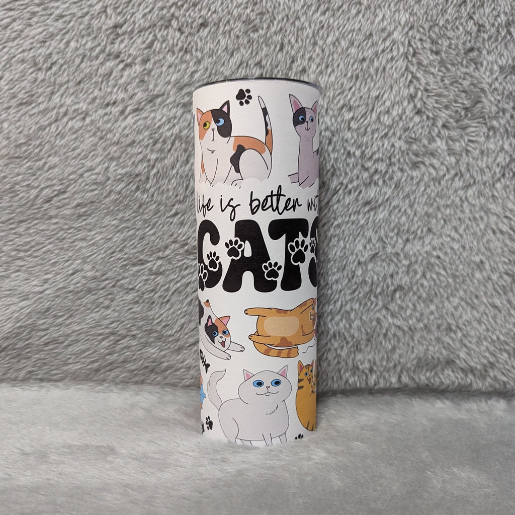 Cat Tumbler - Life is Better with Cats 20oz With Reusable Straw