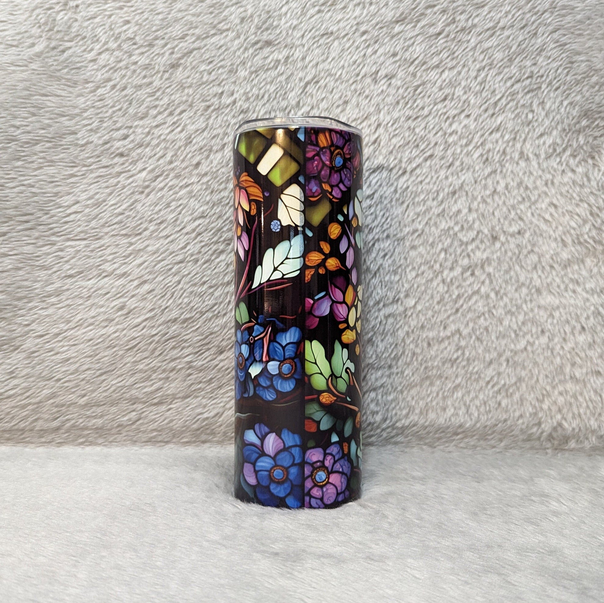 Pretty Squirrel Tumbler With A Stained Glass Design, Colorful Squirrel Cup, Nature Lover Gift, Insulated Tumbler With Reusable Straw
