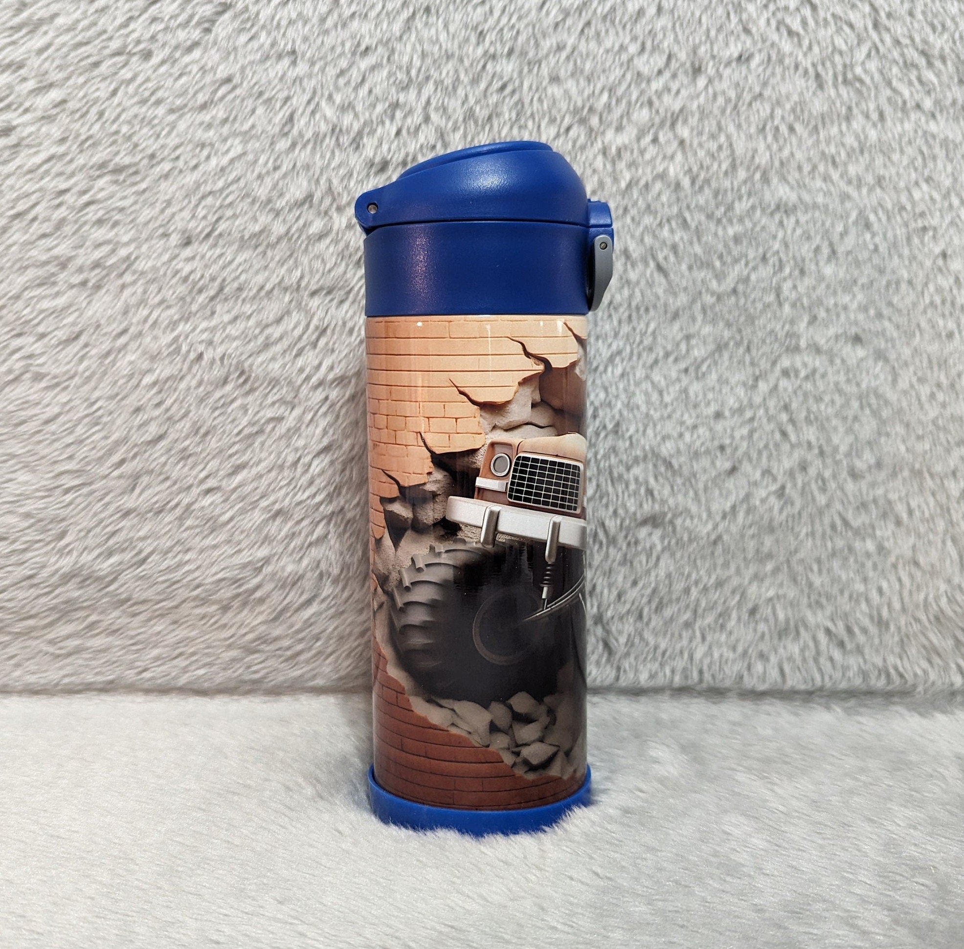 Kids Monster Truck Water Bottle 12oz With Reusable Straw Can Be Personalized