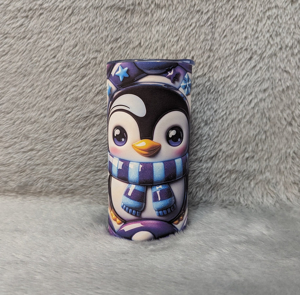 Kids Christmas Penguin Tumbler 15oz With Reusable Straw, Can Be Personalized