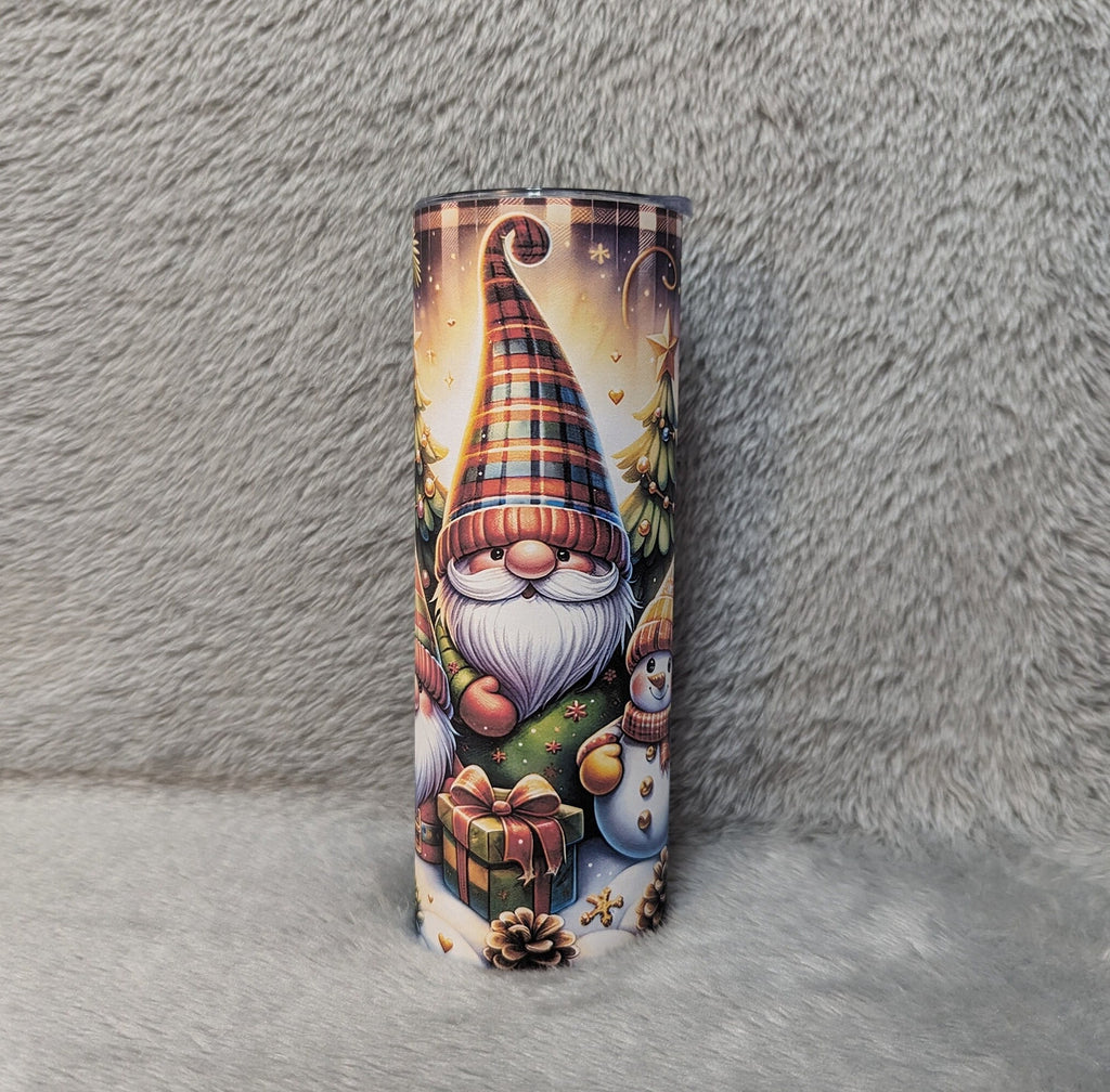 Christmas Gnome Tumbler 20oz With Reusable Straw, Can Be Personalized
