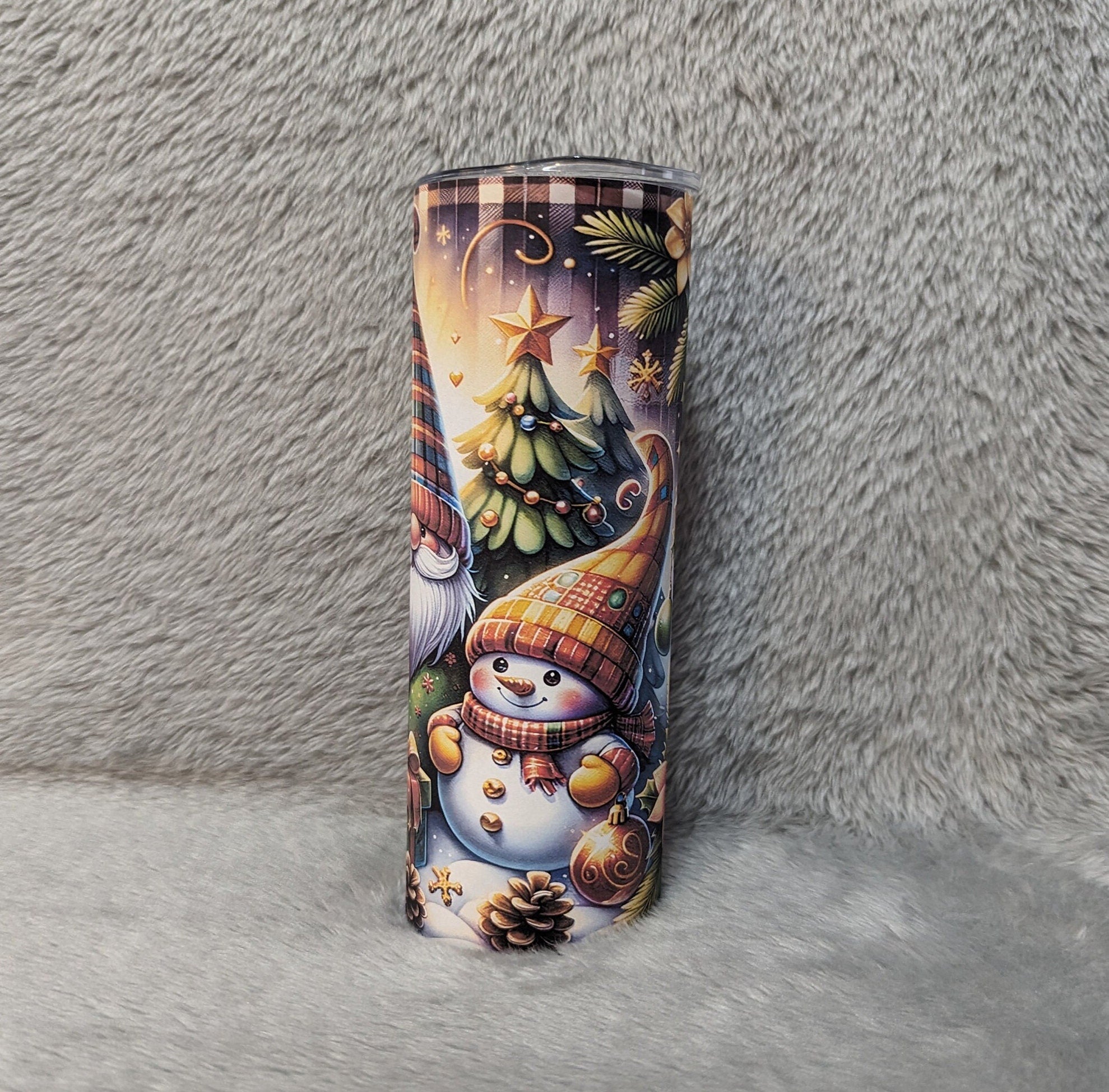 Christmas Gnome Tumbler 20oz With Reusable Straw, Can Be Personalized