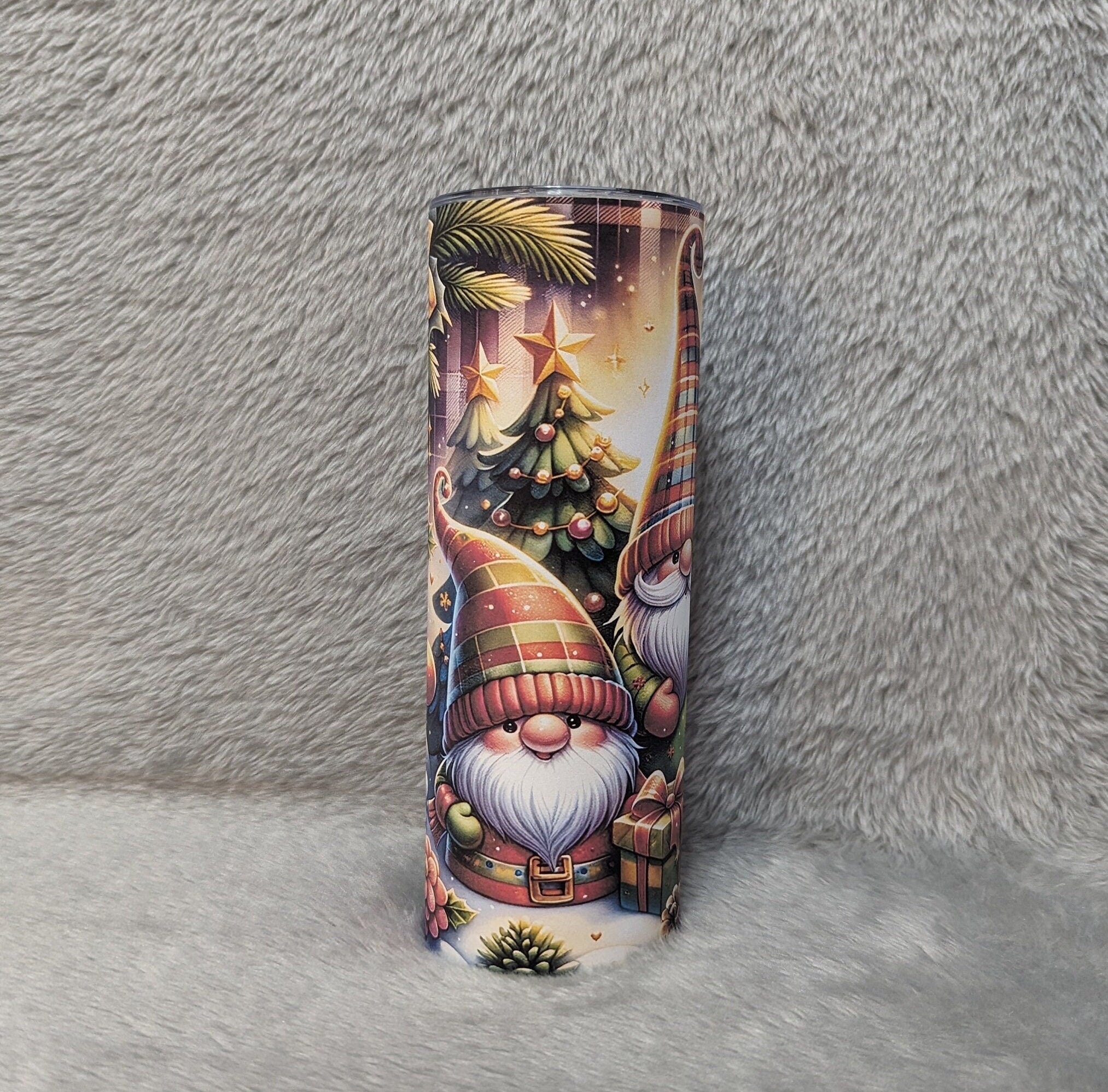 Christmas Gnome Tumbler 20oz With Reusable Straw, Can Be Personalized