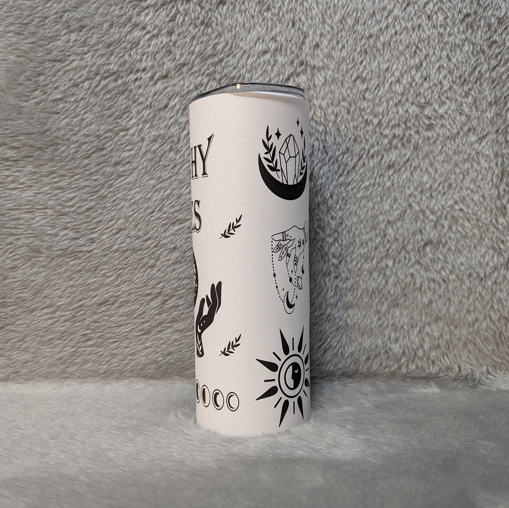 Witchy Vibes Tumbler, Witchcraft, Witch Tumbler, Witchy Tumbler, 20oz skinny tumbler, Black and White Witchy Vibes, Mystical Lover Gift