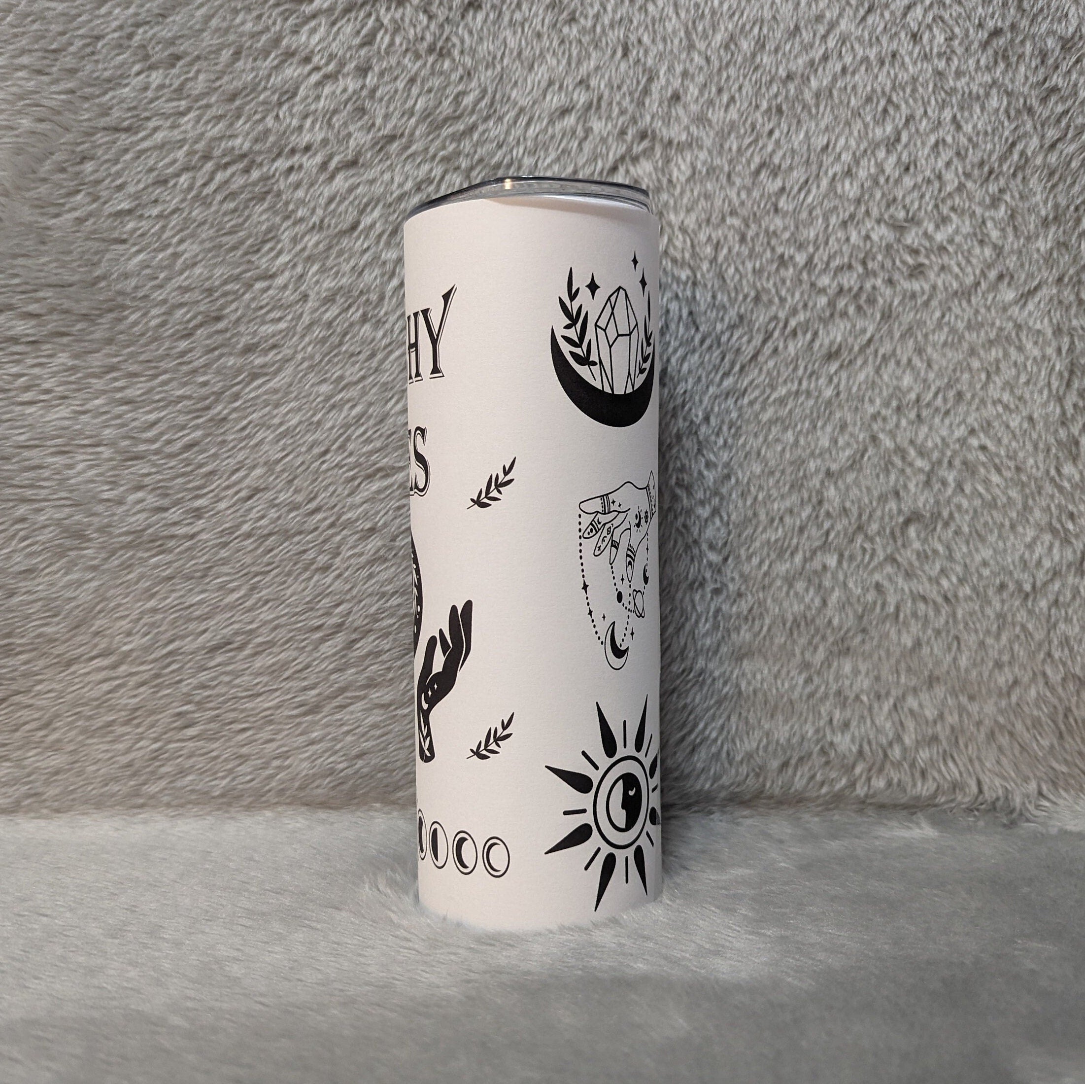 Witchy Vibes Tumbler, Witchcraft, Witch Tumbler, Witchy Tumbler, 20oz skinny tumbler, Black and White Witchy Vibes, Mystical Lover Gift