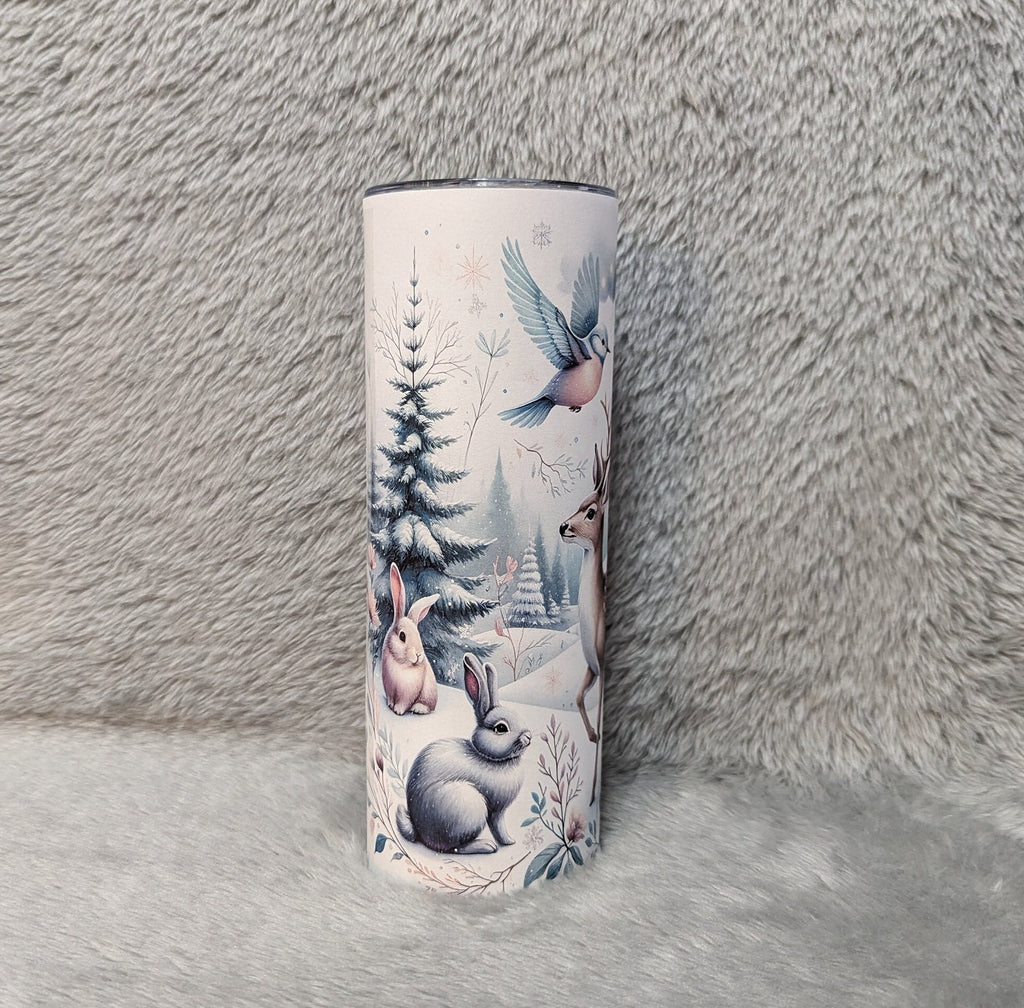 Adorable Deer Tumbler Featuring Whimsical Wild Woodland Animals 20oz With Reusable Straw, Can Be Personalized