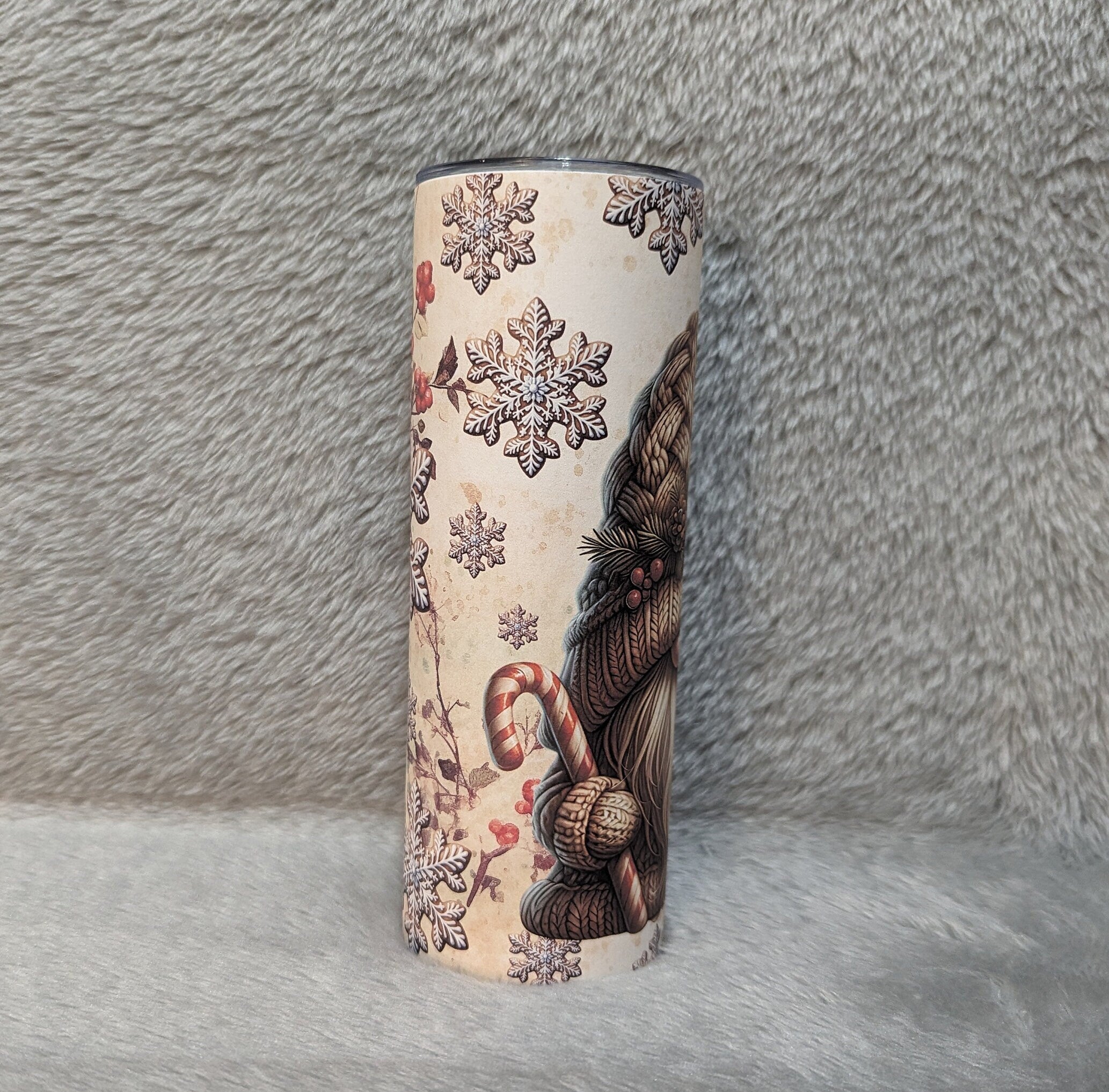 Christmas Gnome Tumbler 20oz With Reusable Straw, Can Be Personalized