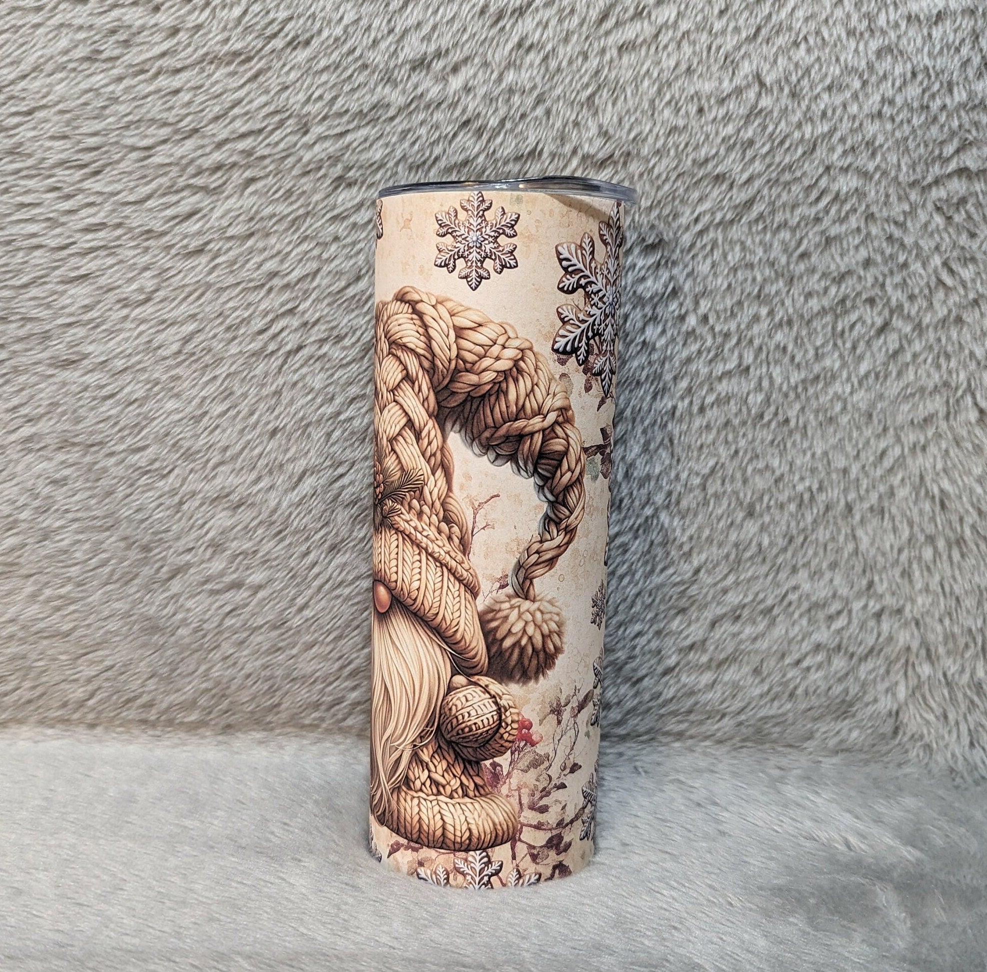Christmas Gnome Tumbler 20oz With Reusable Straw, Can Be Personalized