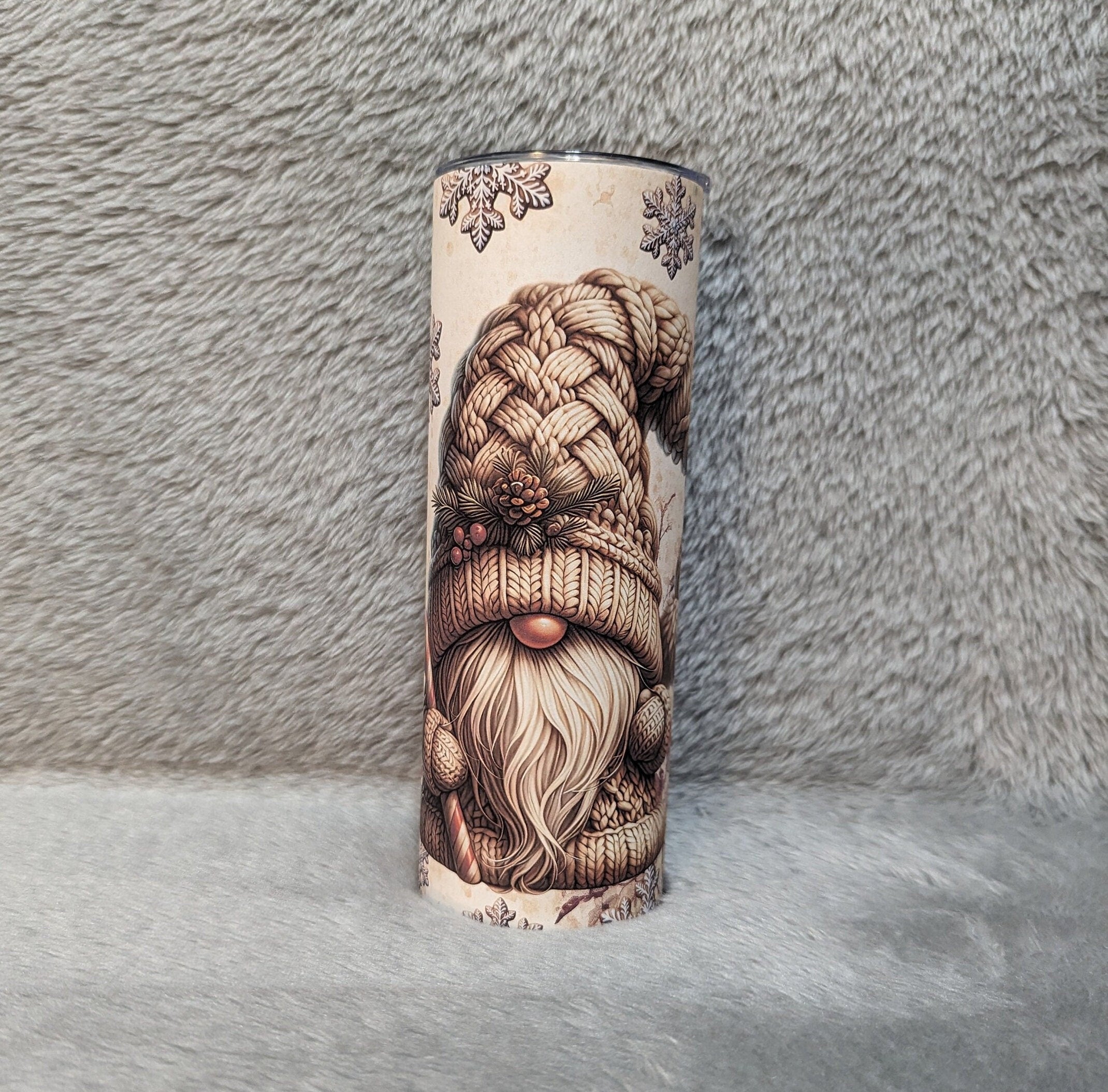 Christmas Gnome Tumbler 20oz With Reusable Straw, Can Be Personalized