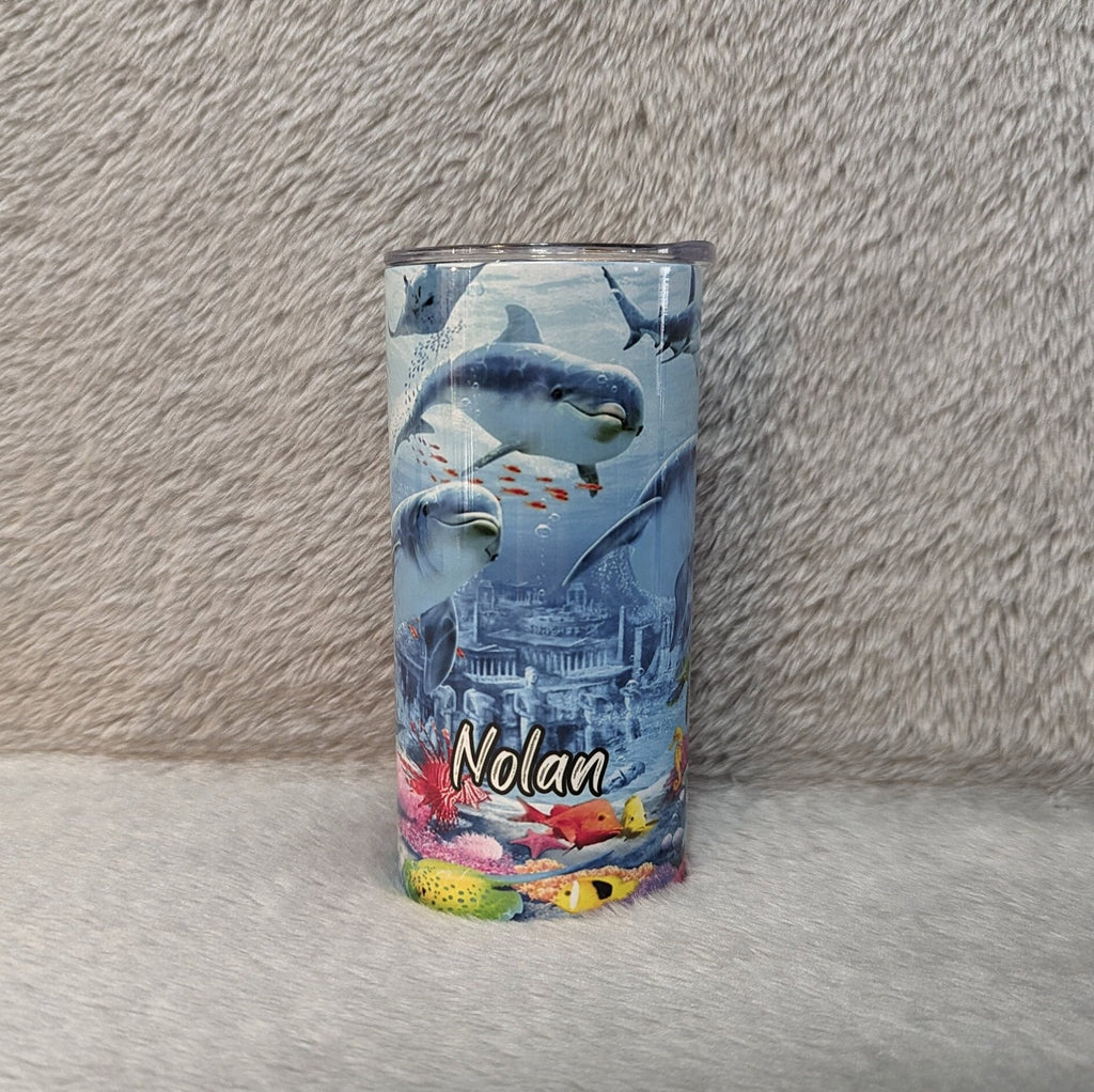 Dolphin Tumbler 15oz With Reusable Straw, Can Be Personalized