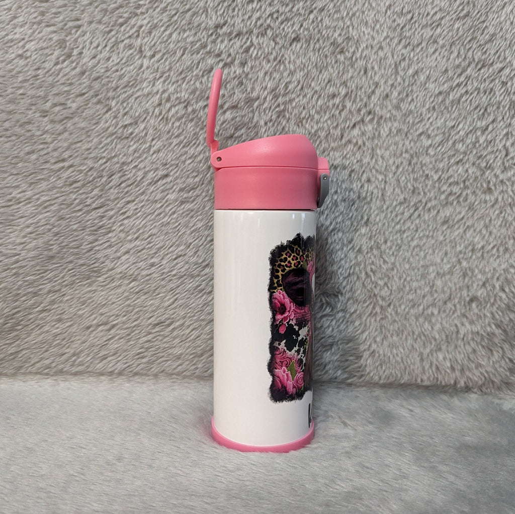 Kids Cow Water Bottle 12oz With Reusable Straw Can Be Personalized