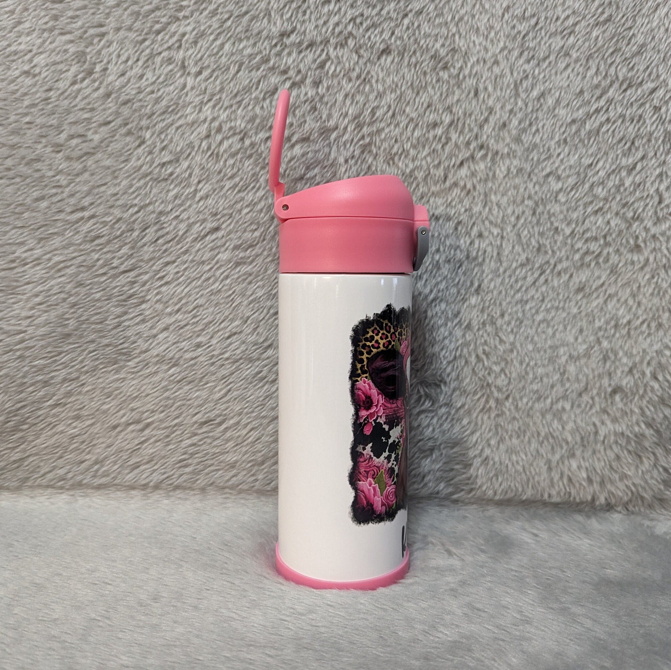 Kids Cow Water Bottle 12oz With Reusable Straw Can Be Personalized