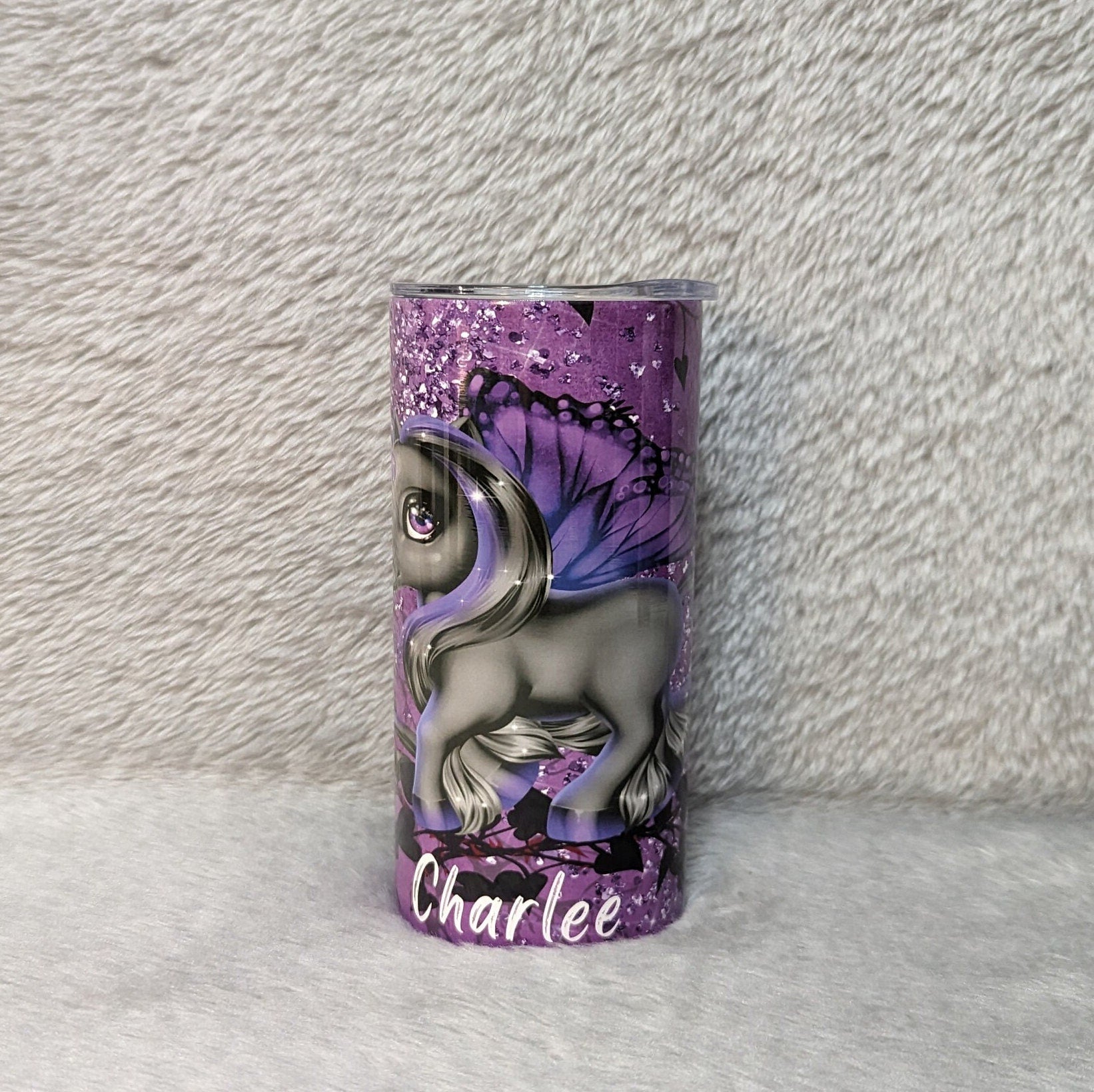Kids Unicorn Tumbler 15oz With Reusable Straw, Can Be Personalized