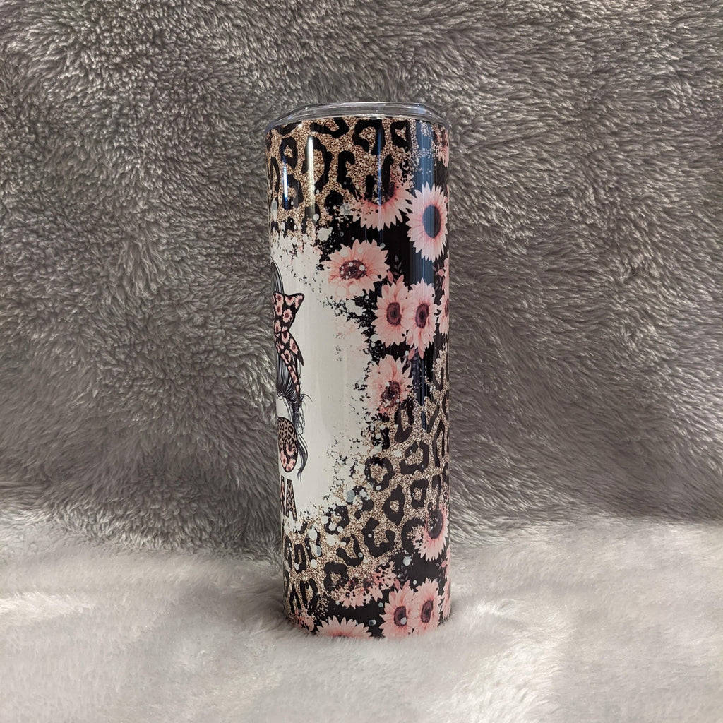 Pretty MAMA Tumbler With Pink Flowers and A Leopard Print, Gift For Mom, Leopard Print, Tumbler For Mom, 20oz Tumbler, Gift For Her