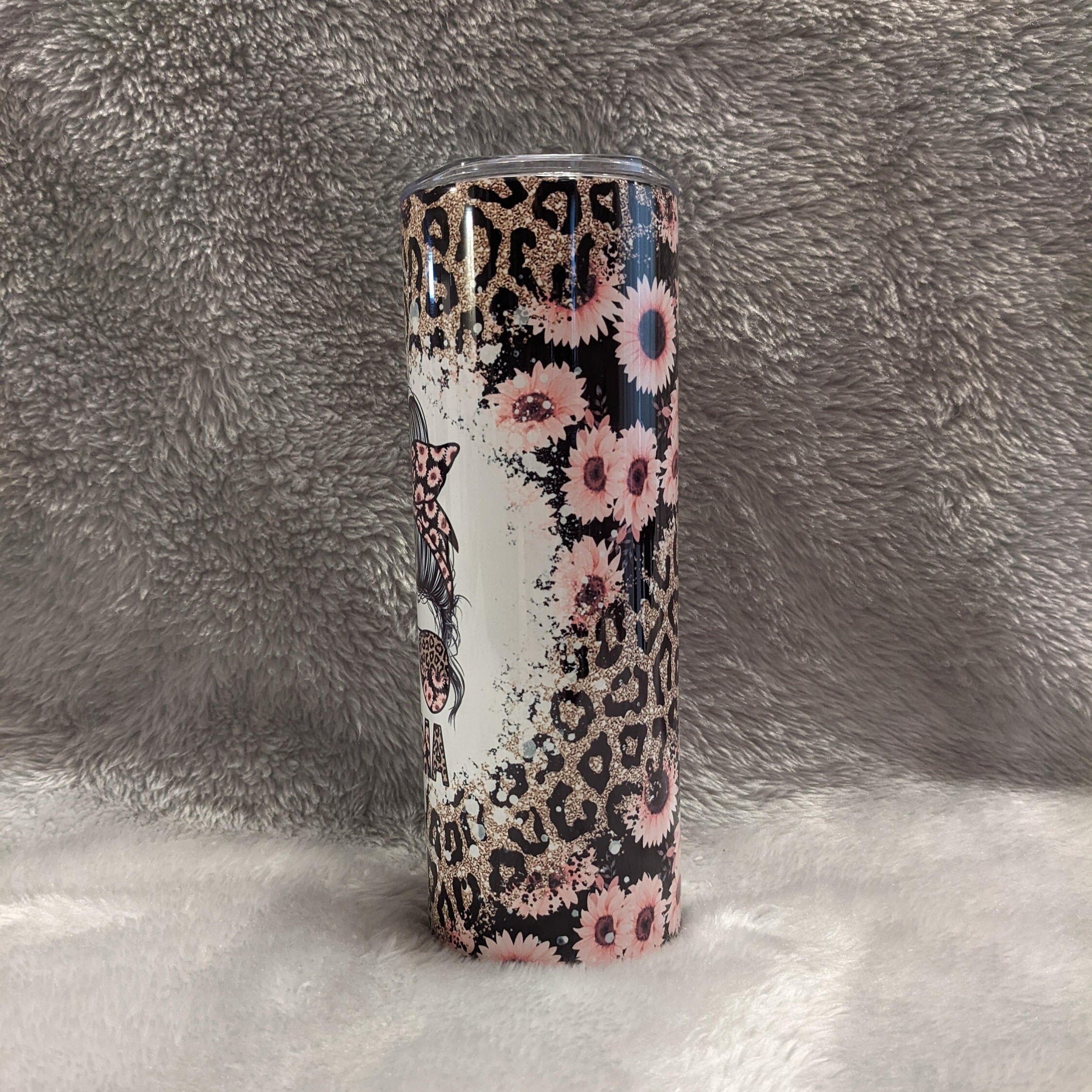 Pretty MAMA Tumbler With Pink Flowers and A Leopard Print, Gift For Mom, Leopard Print, Tumbler For Mom, 20oz Tumbler, Gift For Her
