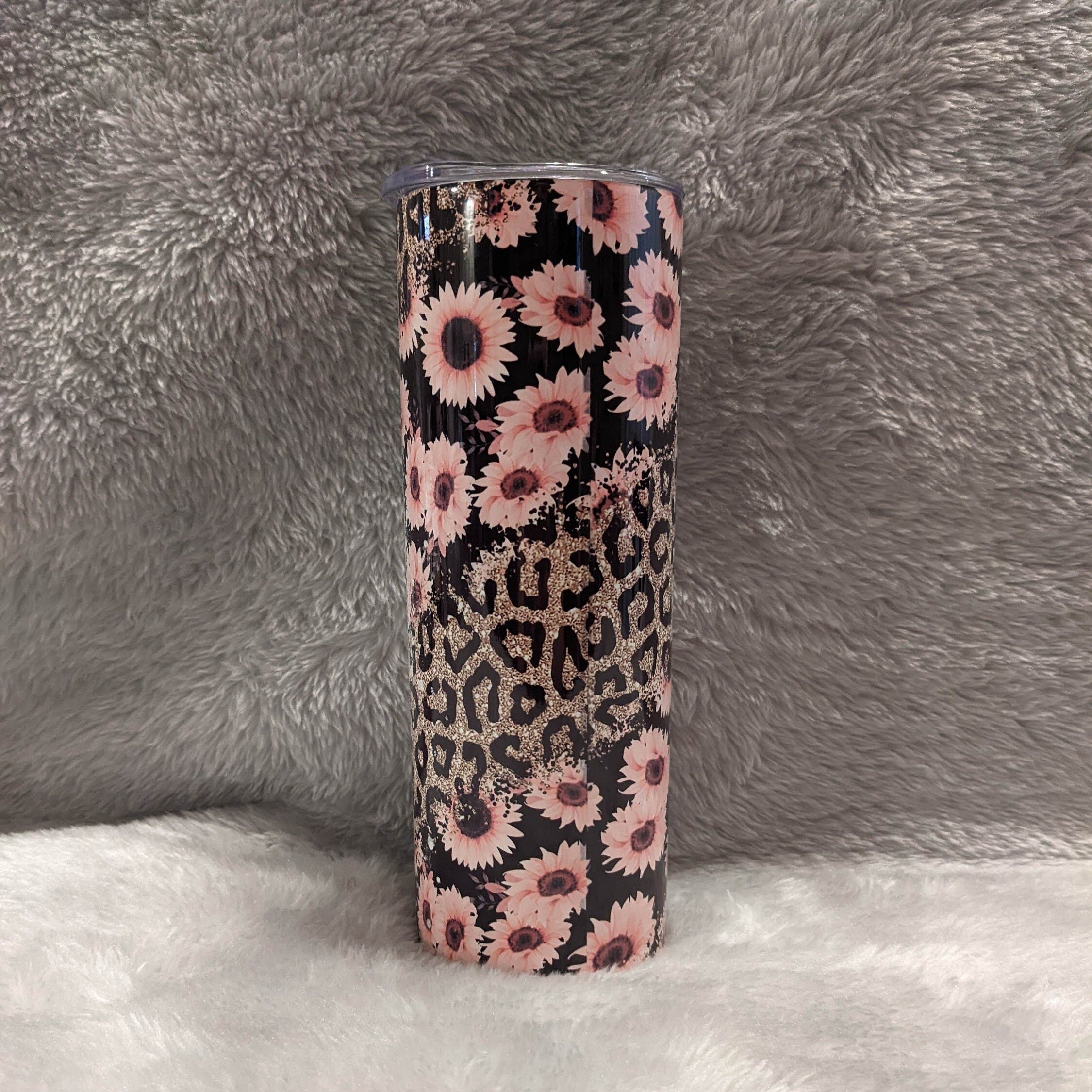 Pretty MAMA Tumbler With Pink Flowers and A Leopard Print, Gift For Mom, Leopard Print, Tumbler For Mom, 20oz Tumbler, Gift For Her