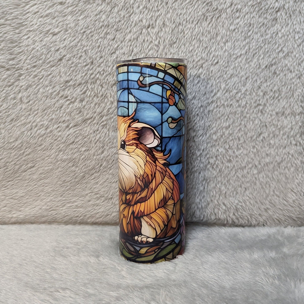 Cute Guinea Pig Tumbler With A Stained Glass Design Personalized, Guinea Tumbler With Straw, Guinea Pig Gift, Guinea Pig Cup With Name