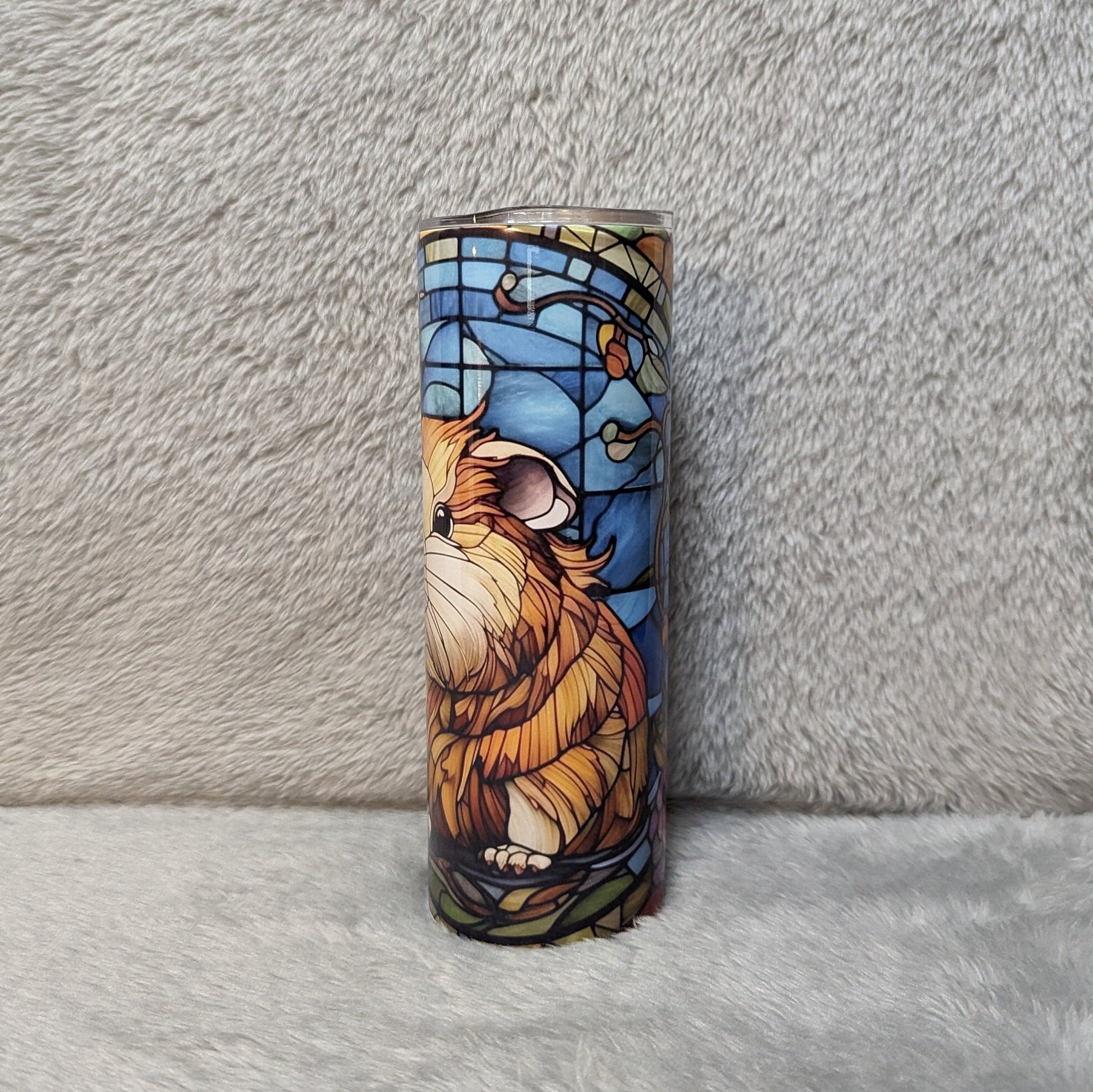 Cute Guinea Pig Tumbler With A Stained Glass Design Personalized, Guinea Tumbler With Straw, Guinea Pig Gift, Guinea Pig Cup With Name