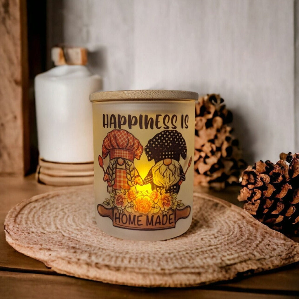 Gnome Candle Holder Happiness Is Homemade With A Battery Operated Flickering Tea Light