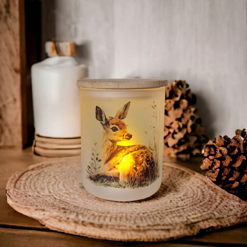 Deer Candle Holder With A Battery Operated Flickering Tea Light