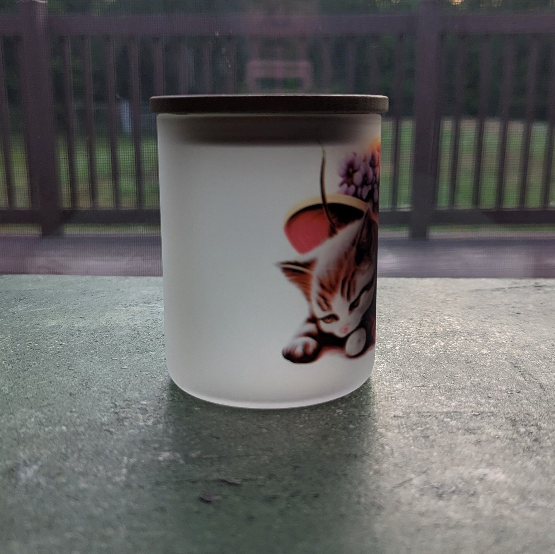 Kitten Candle Holder With A Battery Operated Flickering Tea Light