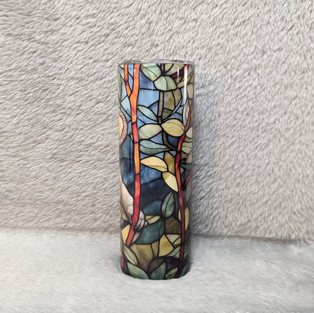 Koala Bear Tumbler with A Stained Glass Design 20oz With Reusable Straw, Can Be Personalized