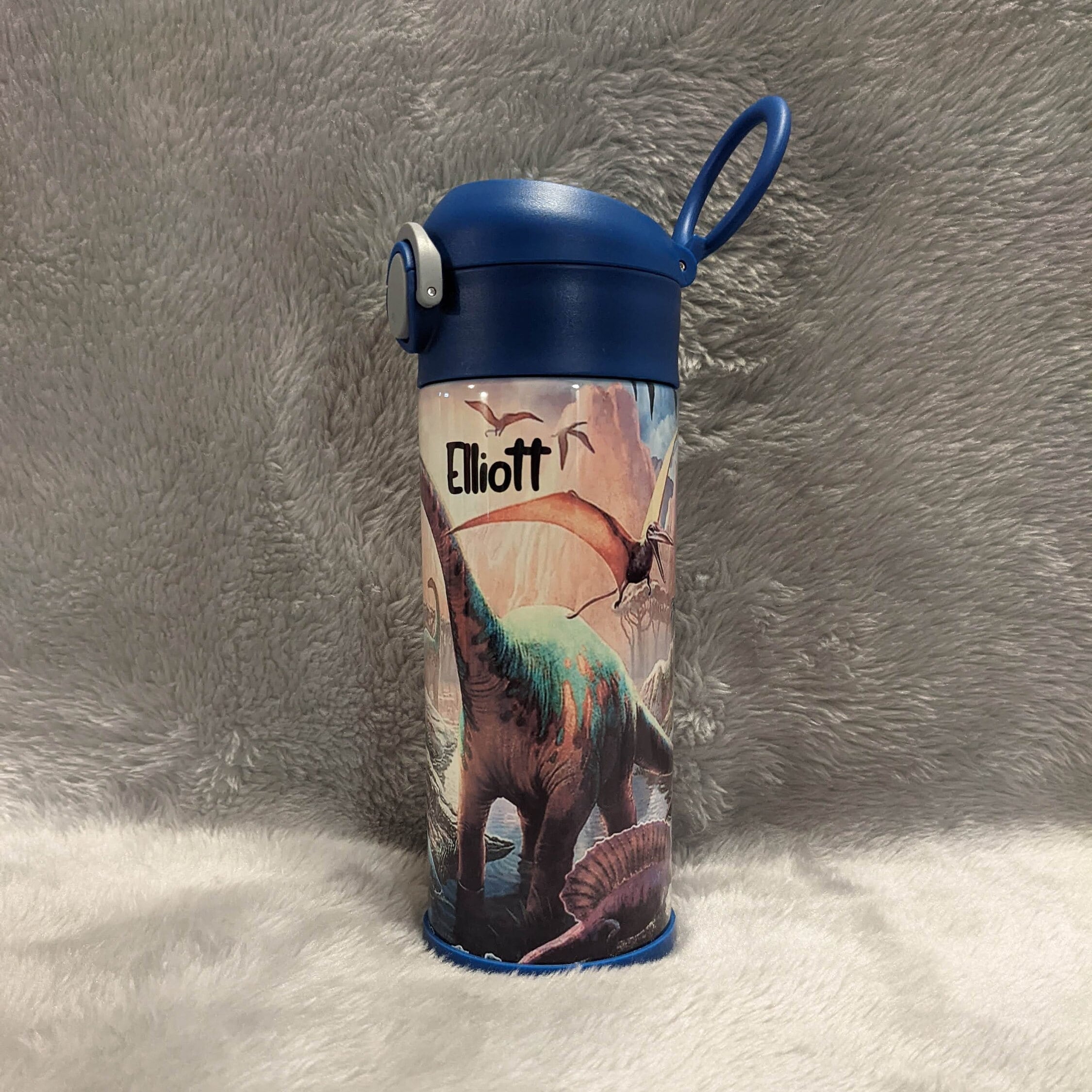 Kids Dinosaur Water Bottle 12oz With Reusable Straw Can Be Personalized