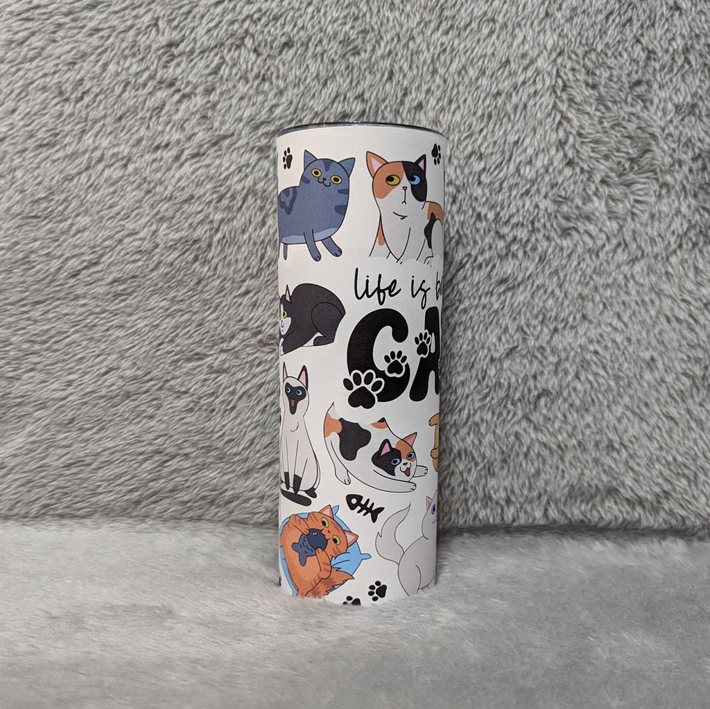 Cat Tumbler - Life is Better with Cats 20oz With Reusable Straw