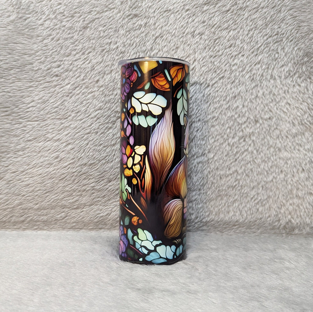 Pretty Squirrel Tumbler With A Stained Glass Design, Colorful Squirrel Cup, Nature Lover Gift, Insulated Tumbler With Reusable Straw