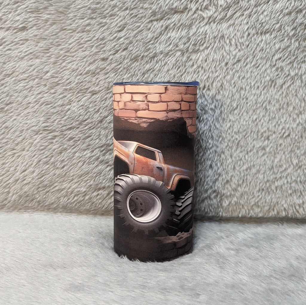 Kids Monster Truck Tumbler 15oz With Reusable Straw Can Be Personalized