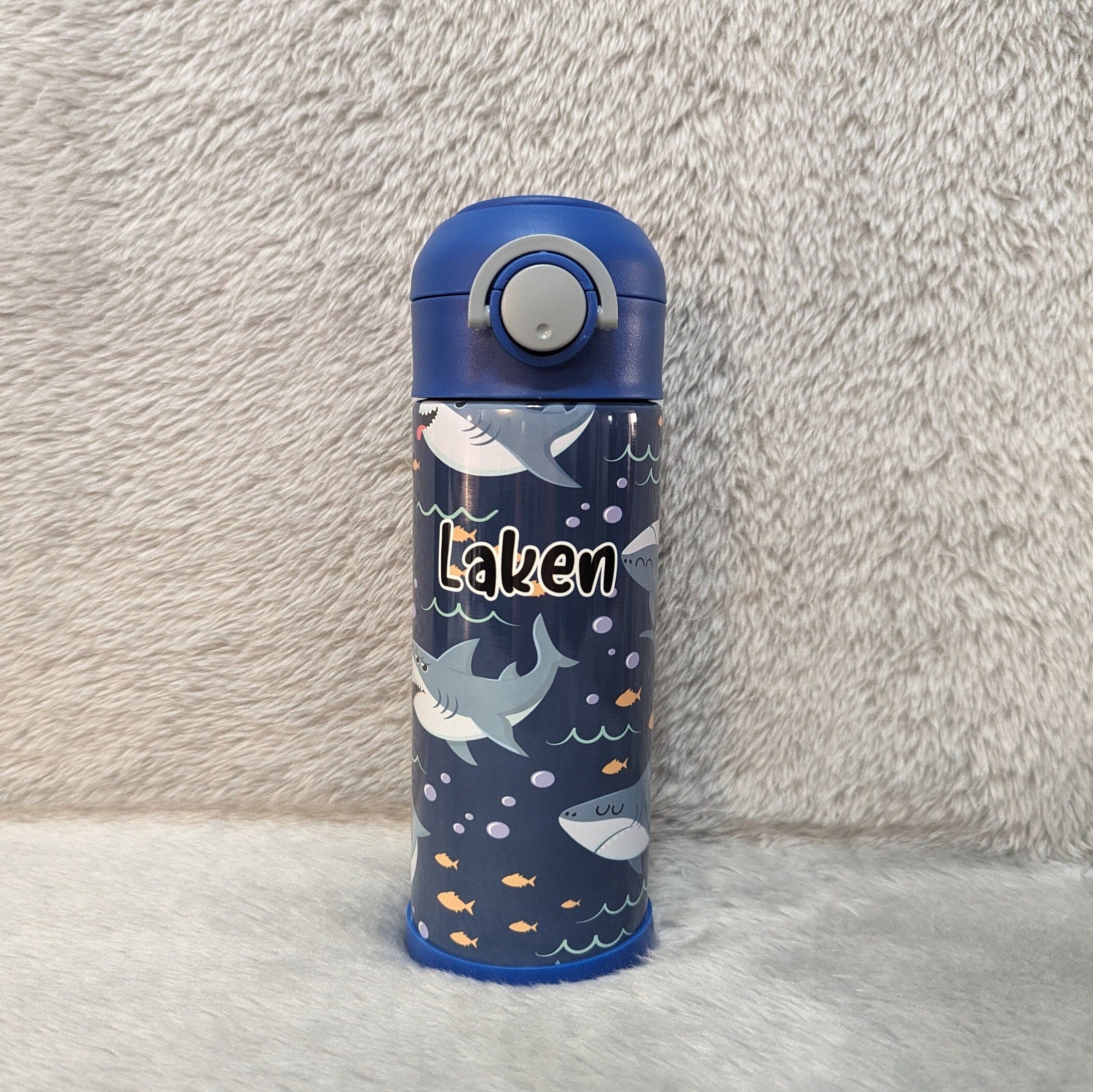 Kids Shark Water Bottle, Kids Shark cup, Personalized Kids Cup, Kids Flip top cup, Kids Water Bottle, Pop Top Tumbler, Personalized Tumbler