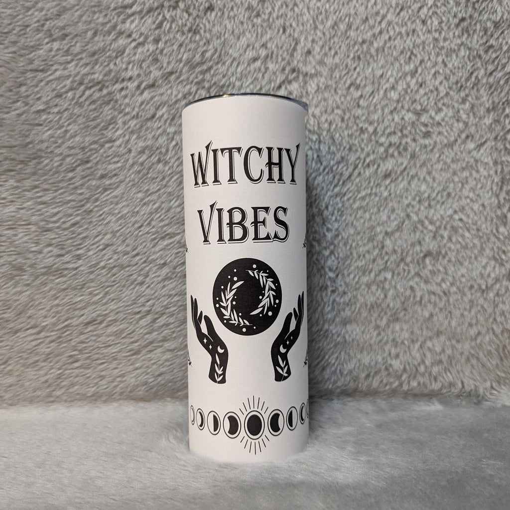 Witchy Vibes Tumbler, Witchcraft, Witch Tumbler, Witchy Tumbler, 20oz skinny tumbler, Black and White Witchy Vibes, Mystical Lover Gift