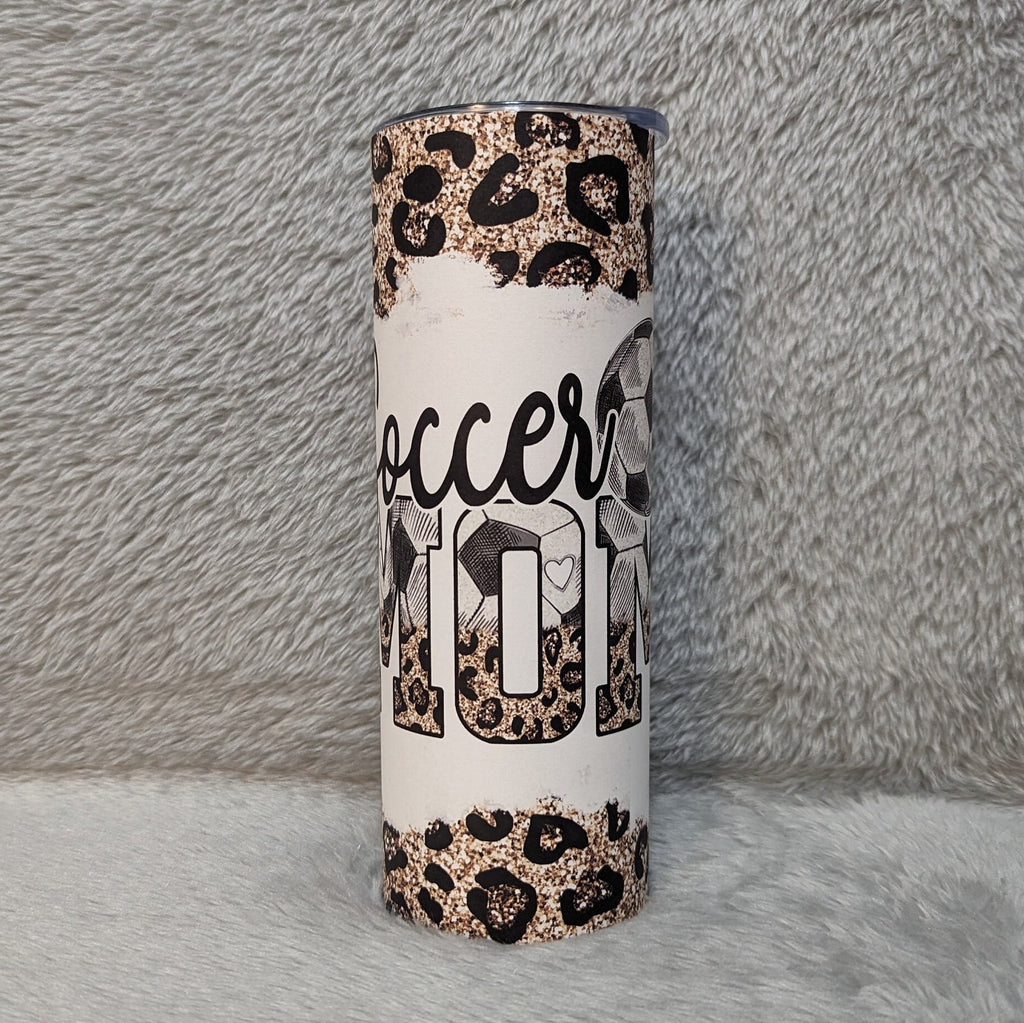 Soccer Mom Tumbler, Leopard Print and Glitter Design, Stay Hydrated in Style! Hot Or Cold Drinks Home Work Or On The Go