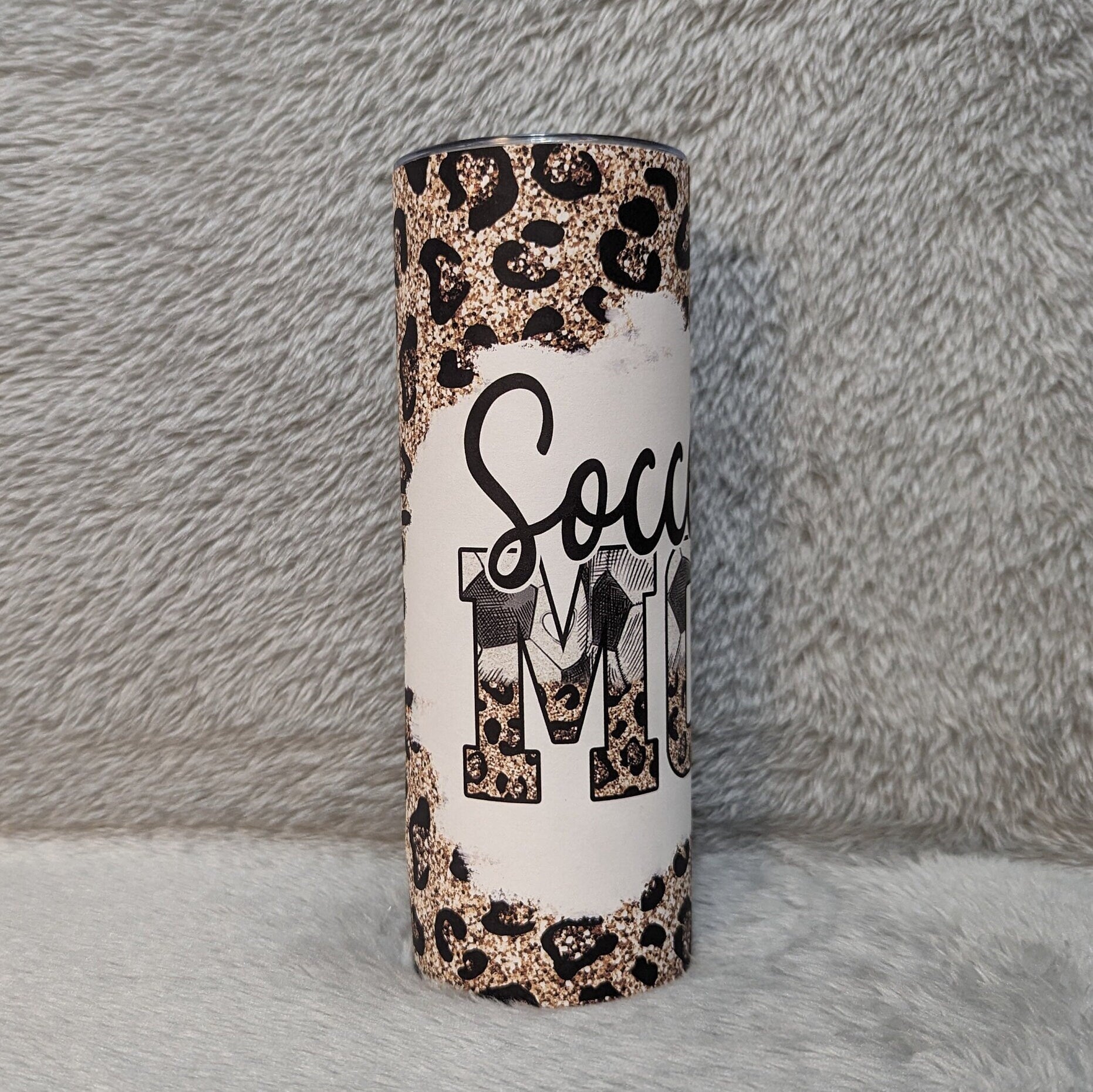Soccer Mom Tumbler, Leopard Print and Glitter Design, Stay Hydrated in Style! Hot Or Cold Drinks Home Work Or On The Go