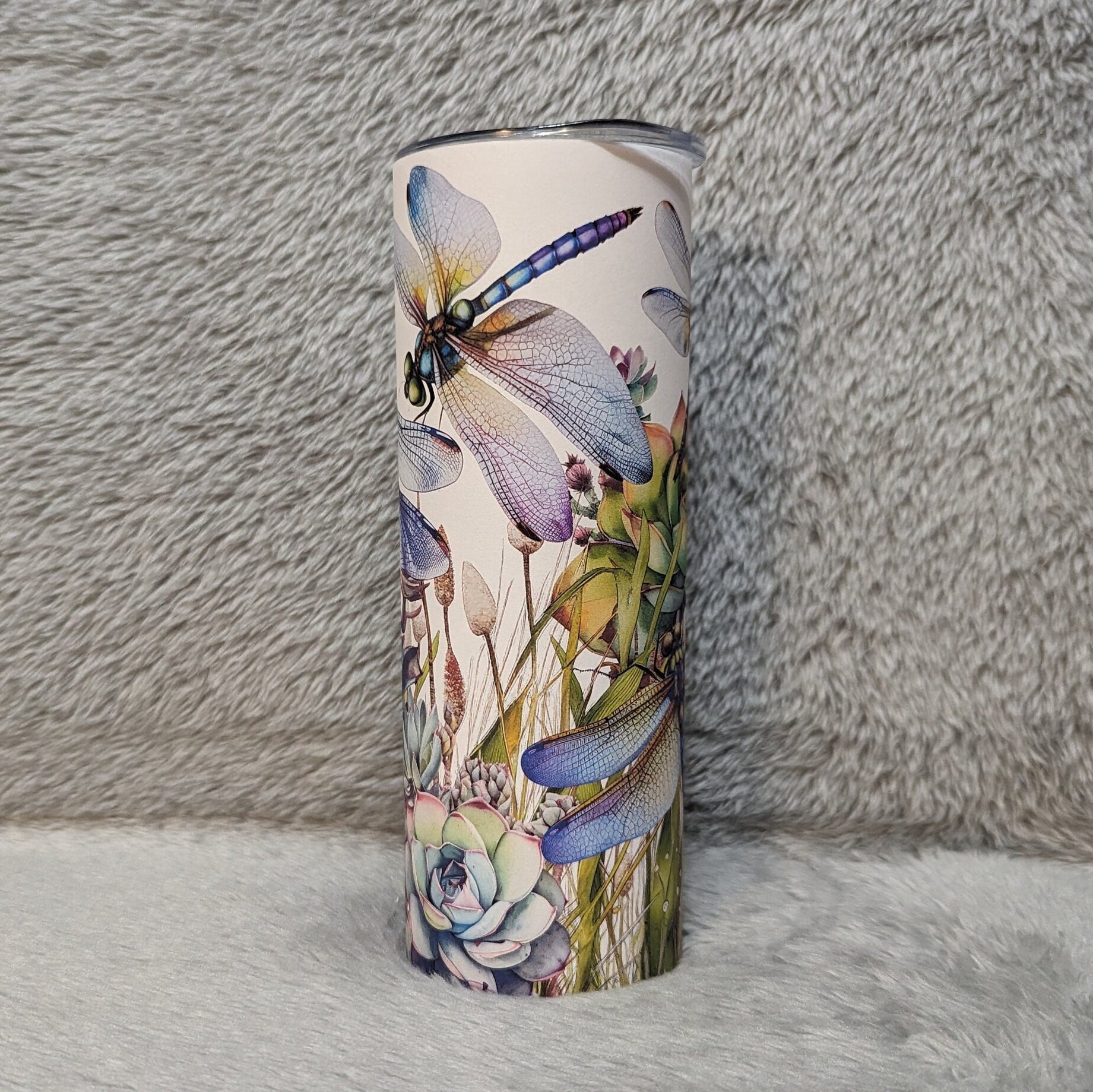 Dragonfly Tumbler, Unique Watercolor Design with Pretty Dragonflies, Dragonfly Lover Gift, Gift For Her, Stainless Steel Tumbler With Straw