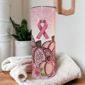 Pink Ribbon Cancer Awareness Pumpkin Tumbler, Pink Ribbon Cup, Pink Ribbon Tumbler, Pink Cancer Awareness Gift, 20oz Tumbler, Gift For Her