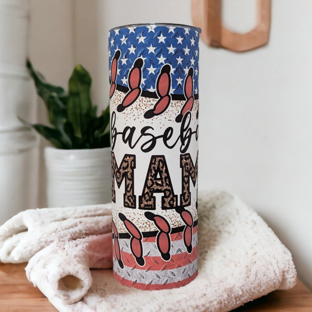 Baseball Mama Tumbler, Gift For Her, Baseball Cup, Gift for Mom, 20oz Insulated Tumbler With Straw