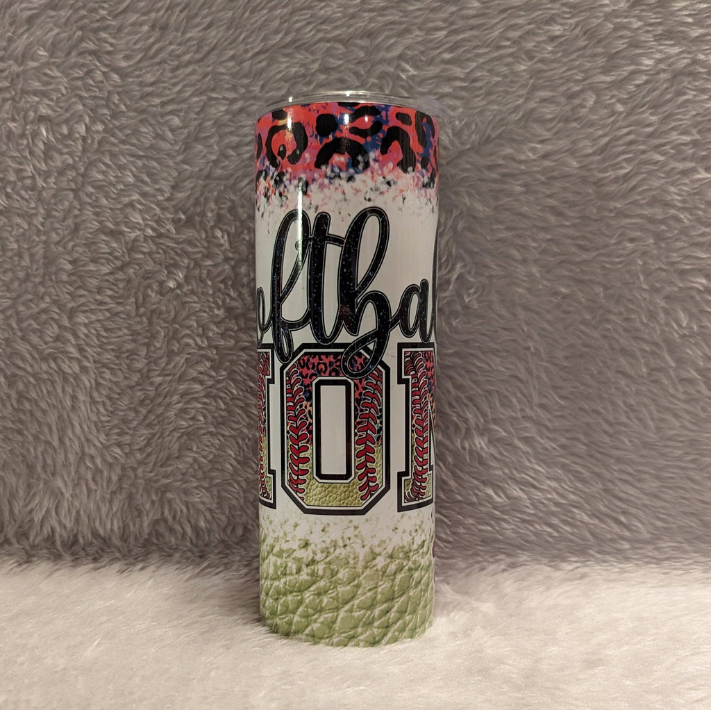 Softball Mom Tumbler With Some Leopard Print Design, Softball Mom Cup, Softball Gift, Softball Tumbler, Softball Cup Great For Game Day