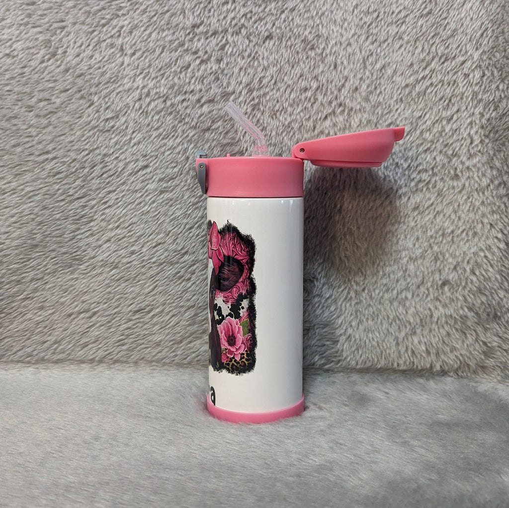 Kids Cow Water Bottle 12oz With Reusable Straw Can Be Personalized