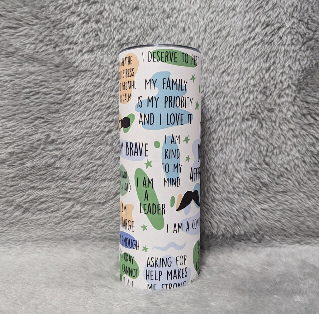 Dad Daily Affirmations Tumbler Inspirational Gift for Fathers, Motivational Drinkware For Hot Or Cold Beverages Includes A Reusable Straw