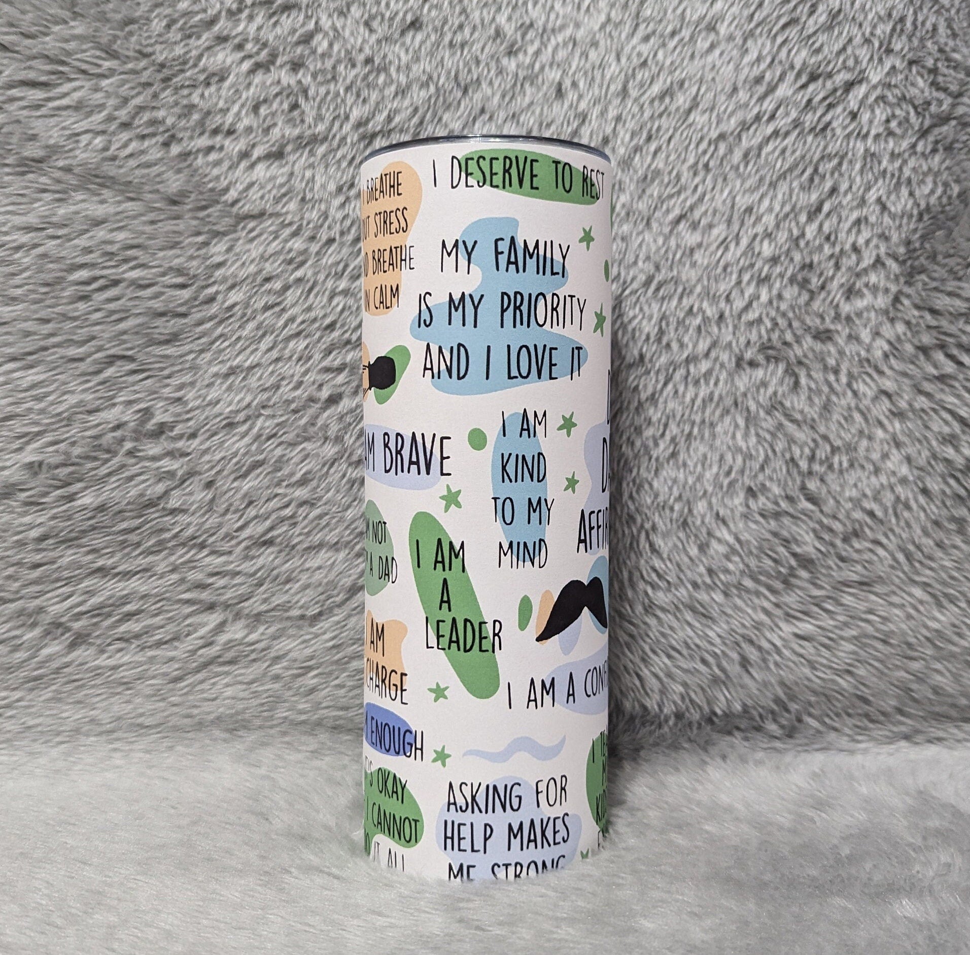 Dad Daily Affirmations Tumbler Inspirational Gift for Fathers, Motivational Drinkware For Hot Or Cold Beverages Includes A Reusable Straw