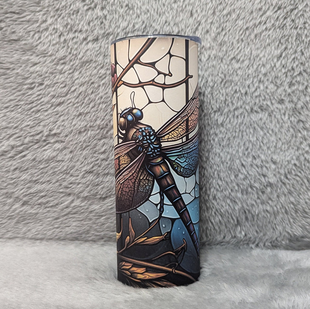 Dragonfly Tumbler With A Stained Glass Design, Dragonfly Cup With Name, Dragonfly Gift, Dragonfly Lover Tumbler, Stained Glass Design Cup