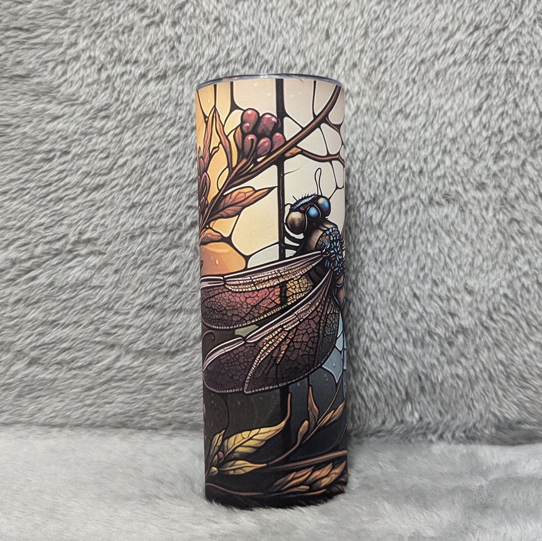 Dragonfly Tumbler With A Stained Glass Design, Dragonfly Cup With Name, Dragonfly Gift, Dragonfly Lover Tumbler, Stained Glass Design Cup